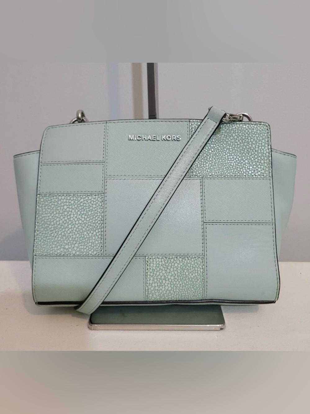 MICHAEL Michael Kors Selma Mint Patchwork Leather Crossbody Bag